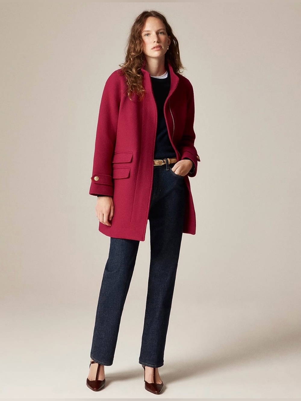 NEW Toscana coat in Italian stadium-cloth wool blend in Crimson Rouge CE180 2